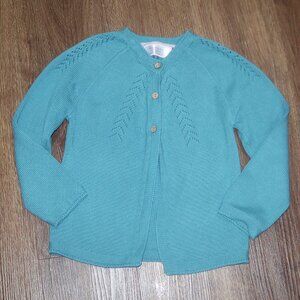 Girls SweetHoney Dark Teal Pointelle Knit Button Front Cardigan Sweater size 6/8